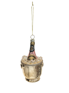 Champagne in ice bucket ornament