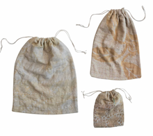 Load image into Gallery viewer, Vintage Cotton Drawstring Bags- set of 3
