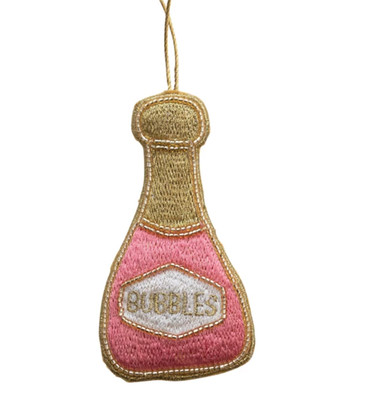 Fabric Champagne Bottle Ornament