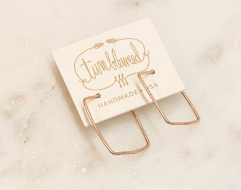 Tumbleweed- Mini Square Earrings: gold fill