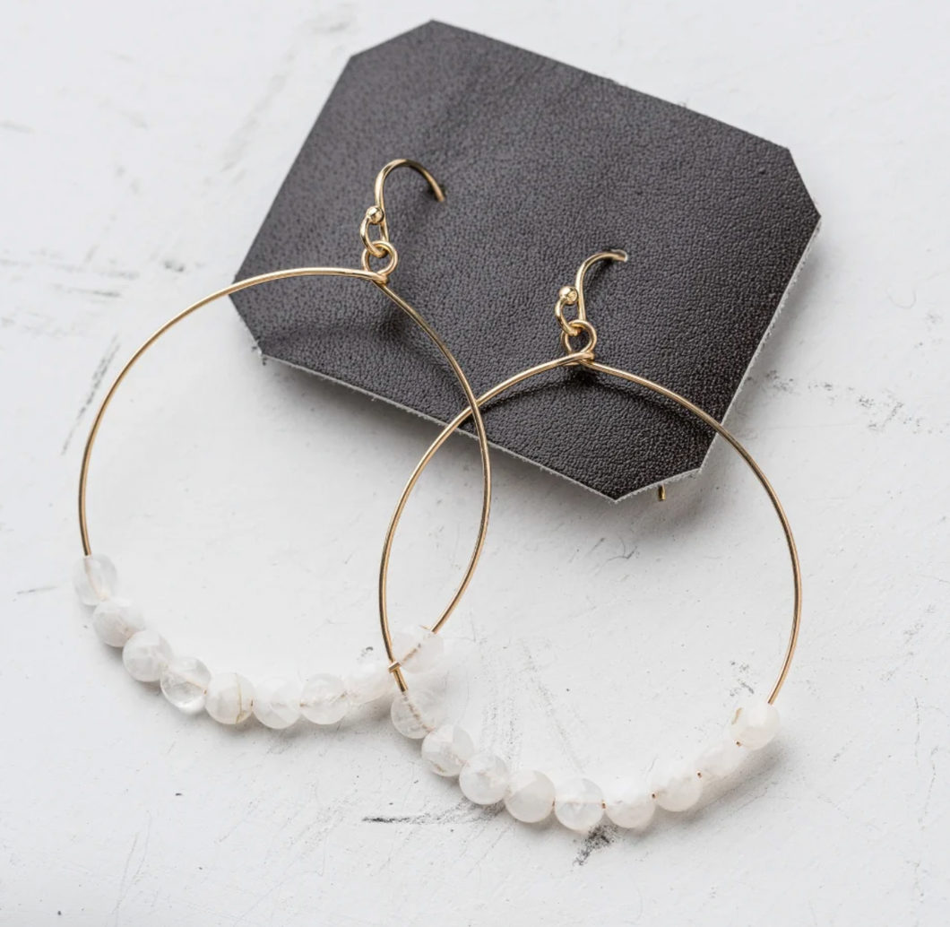 Original Hardware - Moonstone Coin Hoop Earrings
