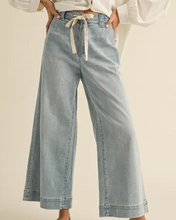 Load image into Gallery viewer, Miou Muse - Washed Denim Pants with Tie
