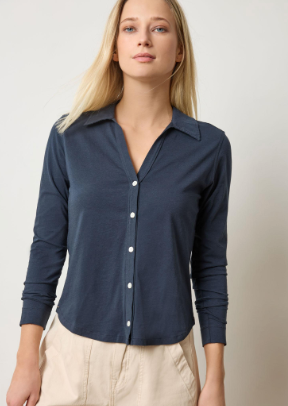 Lilla P Split Collar Button Down