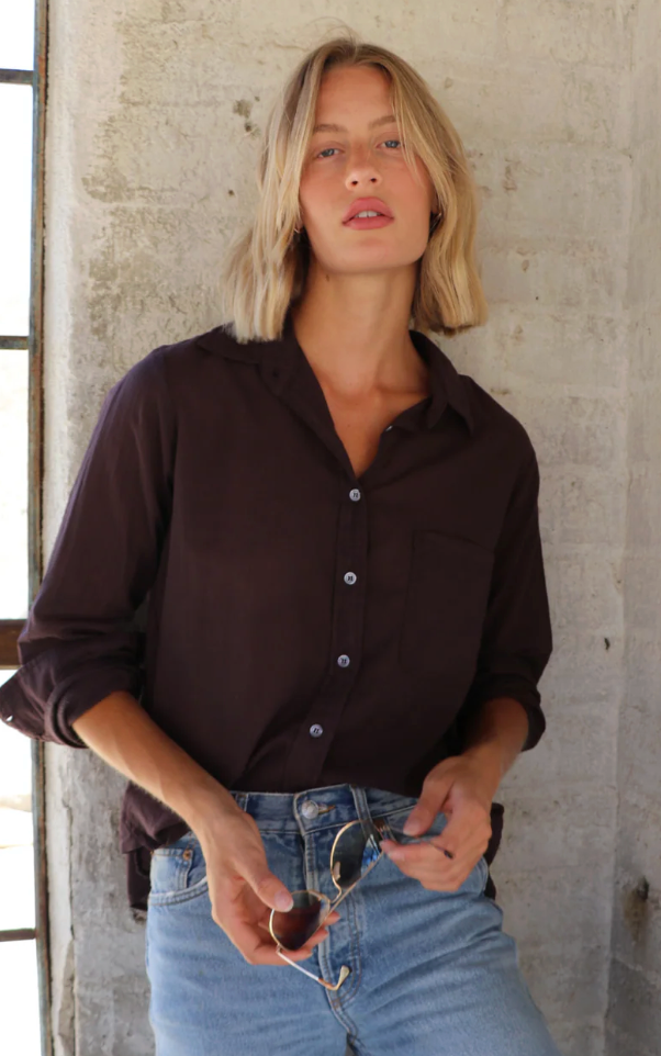 Felicite Boyfriend Top- Bark