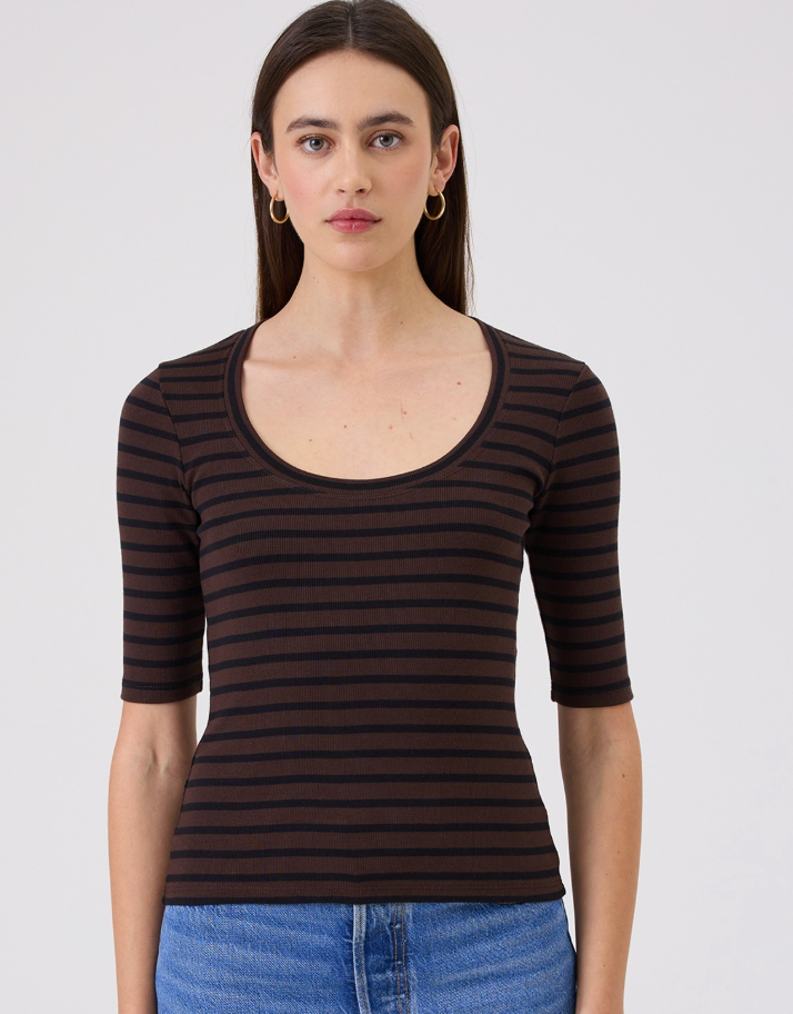 Goldie Rib Half Sleeve Scoop Neck