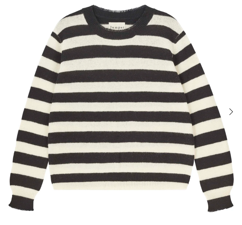 Jumper1234- Stripe Distressed Crew- Black Stone