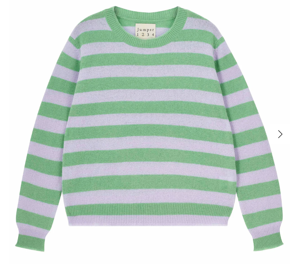 Jumper 1234- Striped Distresses Crew- Green Lilac