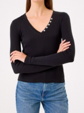 Load image into Gallery viewer, Goldie - Cotton Rib V-Neck With Buttons
