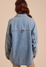 Load image into Gallery viewer, Miou Muse - Washed Snap Button Denim Shacket
