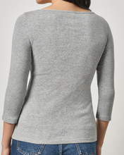 Load image into Gallery viewer, Lilla P - 3/4 Sleeve Boatneck Top - Heather Grey
