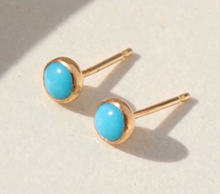 Load image into Gallery viewer, Token Turquoise Studs - 4mm gold fill
