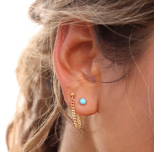 Load image into Gallery viewer, Token Turquoise Studs - 4mm gold fill
