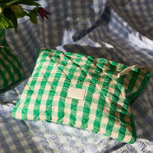 Load image into Gallery viewer, JUNA - Quilted Cotton Makeup Bag: Green/Sand
