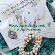 Load image into Gallery viewer, Sara Sela Jewelry - MRS Brass Block Letter Charm Beaded Necklace for Brides: 18"
