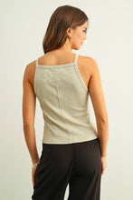 Load image into Gallery viewer, MIOU MUSE - BLACK SQUARE NECK RIBBED TANK TOP
