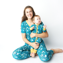 Load image into Gallery viewer, Emerson and Friends - Ocean Friends Bamboo Pajama Convertible Footie Romper: Blue / 6-12M
