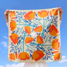 Load image into Gallery viewer, Voyager Silk - Silk Scarves - California Poppies Scarf | Silk Scarf | Women's Bandana: 26" x 26"
