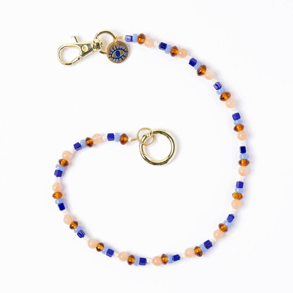 INK + ALLOY - Kate Beaded Bag Charm with Brass Evil Eye