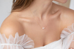 Thira Jewelry - Gold Filled Pearl Bar Necklace