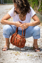 Load image into Gallery viewer, Bolsa Nova Handbags - Small Leather Pocket Satchel w/removeable strap: Cognac
