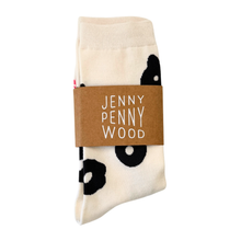 Load image into Gallery viewer, Jenny Pennywood - Crew Socks - Celeste in Black &amp; Natural
