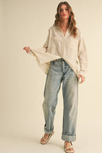 Load image into Gallery viewer, MIOU MUSE -STRIPED BUTTON DOWN SHIRT - Mustard
