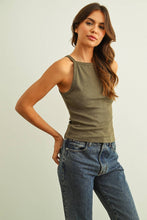 Load image into Gallery viewer, MIOU MUSE - WHITE SQUARE NECK RIBBED TANK TOP
