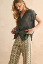Load image into Gallery viewer, MIOU MUSE - Baby Blue - BUTTON DOWN CAP SLEEVE SHIRT
