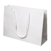 Load image into Gallery viewer, Box &amp; Wrap - Manhattan Twill Ribbon Handle Bags: Wall Street White - Twill Ribbon Handle Gift Bag / 10 x 5 x 13" / Case/100
