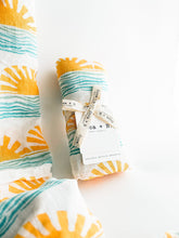 Load image into Gallery viewer, Coca + B. - Sun and Wave Surfer Organic Bamboo Swaddle
