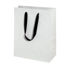 Load image into Gallery viewer, Box &amp; Wrap - Manhattan Twill Ribbon Handle Bags: Wall Street White - Twill Ribbon Handle Gift Bag / 10 x 5 x 13" / Case/100
