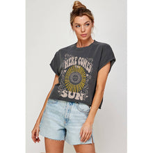 Load image into Gallery viewer, Illustrated Society - HERE COMES THE SUN  GRAPHIC CROP TOP: IVORY / S
