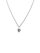 Load image into Gallery viewer, CLP Jewelry - Silver Skull with 14k Gold Eyes Necklace
