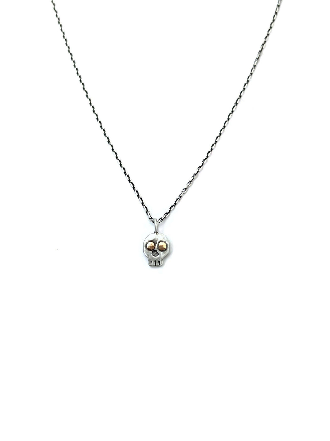 CLP Jewelry - Silver Skull with 14k Gold Eyes Necklace