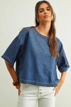Load image into Gallery viewer, MIOU MUSE - DENIM SHORT SLEEVE TOP
