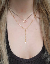Load image into Gallery viewer, CLP Jewelry - 14k Hammered Circle on Oxidized Silver Chain
