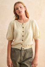 Load image into Gallery viewer, MIOU MUSE - PUFF SHORT SLEEVE CARDIGAN- Heather Grey

