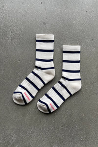 Striped Boyfriend Socks: Red Stripe