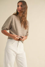 Load image into Gallery viewer, MIOU MUSE - T3675   SHORT SLEEVE SWEATER TOP: SAGE BUTTER / M
