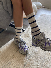 Load image into Gallery viewer, Striped Boyfriend Socks: Red Stripe
