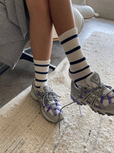 Striped Boyfriend Socks: Red Stripe