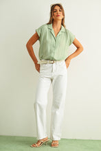 Load image into Gallery viewer, MIOU MUSE - Baby Blue - BUTTON DOWN CAP SLEEVE SHIRT
