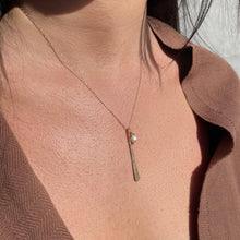 Load image into Gallery viewer, Elysium Jewelry - Hammered Stick and Stone Necklace: 14k Gold Fill / Pearl
