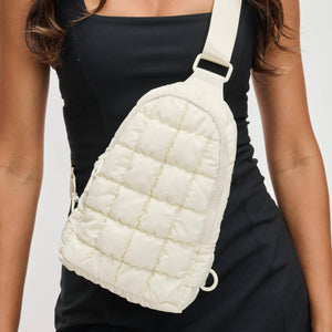 Sol and Selene - Rejuvenate - Quilted Puffer Nylon Sling Backpack: Black