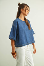 Load image into Gallery viewer, MIOU MUSE - DENIM SHORT SLEEVE TOP
