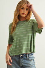Load image into Gallery viewer, MIOU MUSE - GREEN STRIPE COTTON LINEN TOP

