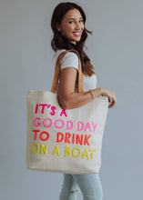 Load image into Gallery viewer, Panache Apparel Co. - Cream Drink On A Boat Tote
