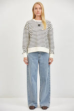 Load image into Gallery viewer, a.ren - PK2047 | Knit Crew Neck Long Sleeve Top: Black Cream / XL

