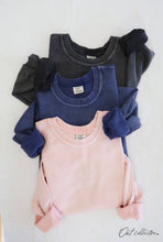 Load image into Gallery viewer, OAT COLLECTIVE - PREMIUM BASIC Cropped Thermal Vintage Pullover: WASHED CRANBERRY / S
