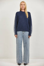 Load image into Gallery viewer, a.ren - PS2137 | Knit Round Neck Long Sleeve Sweater: Navy / S

